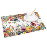 Aperturee - Aperturee Bright Colors Floral Butterfly Set of 4 Placemats